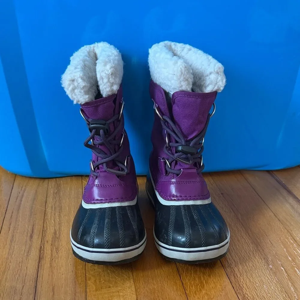 Girls Sorel Yoot Pac Duck Snow Waterproof Rubber Winter Boots Purple Warm-Size1